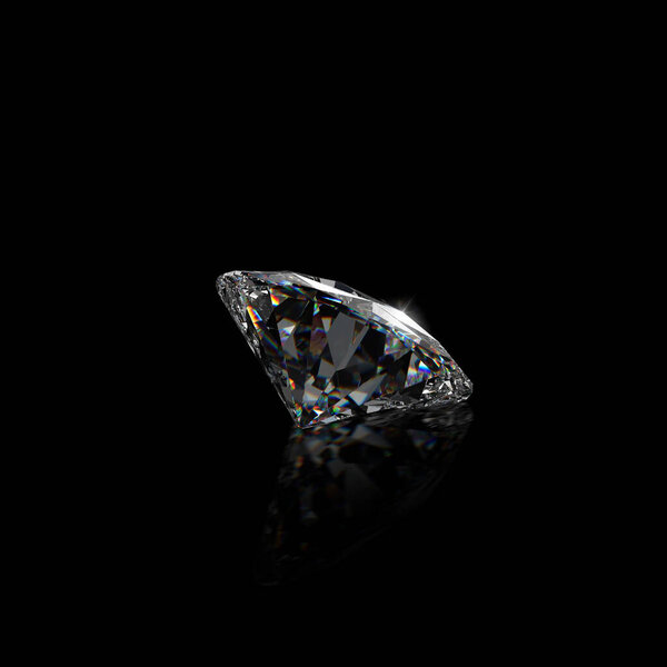 Dazzling diamond on black background. 3D render