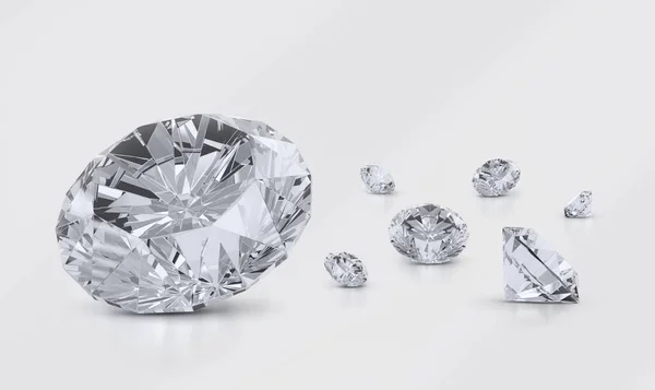 Schillernder Diamant Auf Grauem Hintergrund Renderer — Stockfoto
