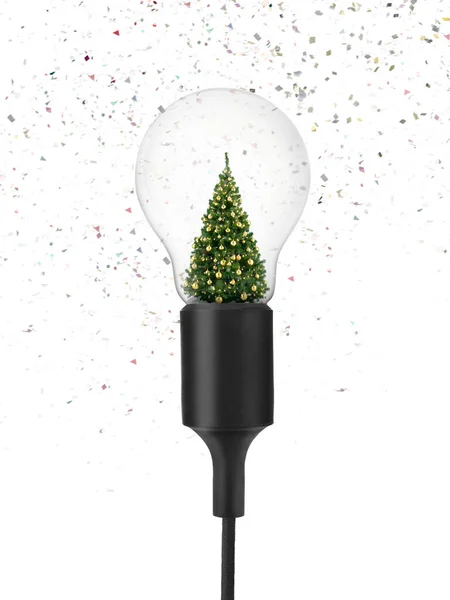 Decorated Christmas Tree Light Bulb White Background Concept Christmas Festival — Photo