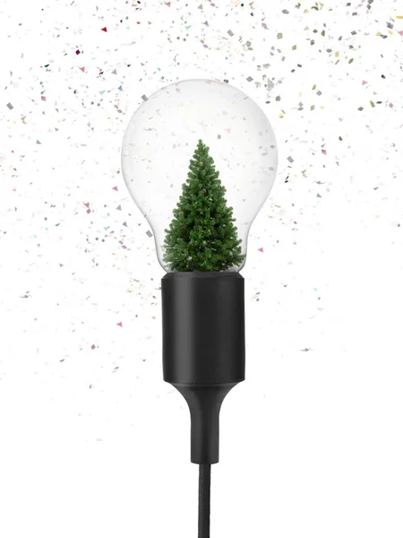 Decorated Christmas Tree Light Bulb White Background Concept Christmas Festival — Photo