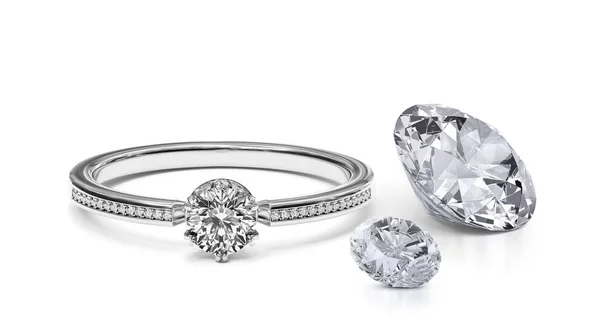 Diamond Luxury Ring Close Diamond Stones Appraiser Jewelry Quality Check — Fotografia de Stock