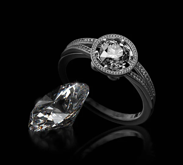 Diamond Luxury Ring Close Diamond Stones Appraiser Jewelry Quality Check — 스톡 사진
