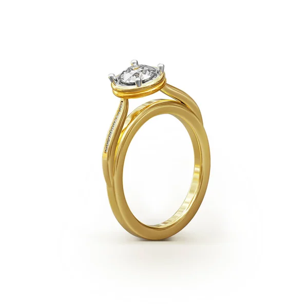 Diamond Ring Isolated White Background Render — Zdjęcie stockowe