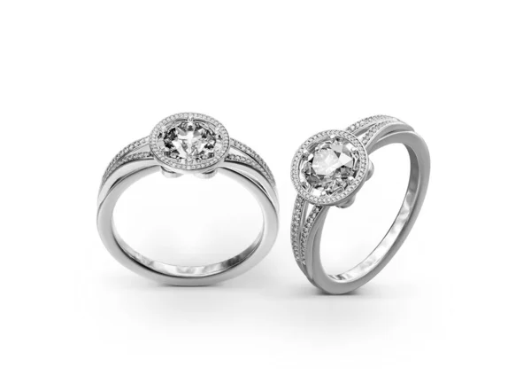 Diamond Ring Isolated White Background Render — Fotografia de Stock