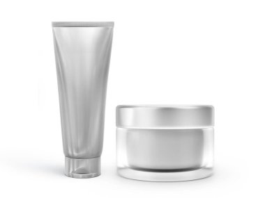 Empty packaging clear cosmetic cream jar isolated on white background  ready for product design. 3d render