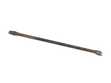Top view of old crowbar isolated on white background
