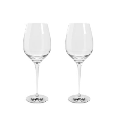 Boş şarap kadehi. Beyaz bir arka planda izole edilmiş. 3d hazırlayıcı