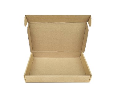 Beyaz bir arka plan üzerinde kahverengi karton kutu