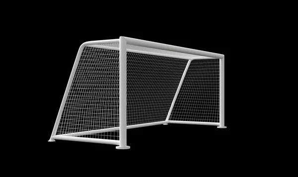 Football Goal Isolated Black Background Render — Zdjęcie stockowe