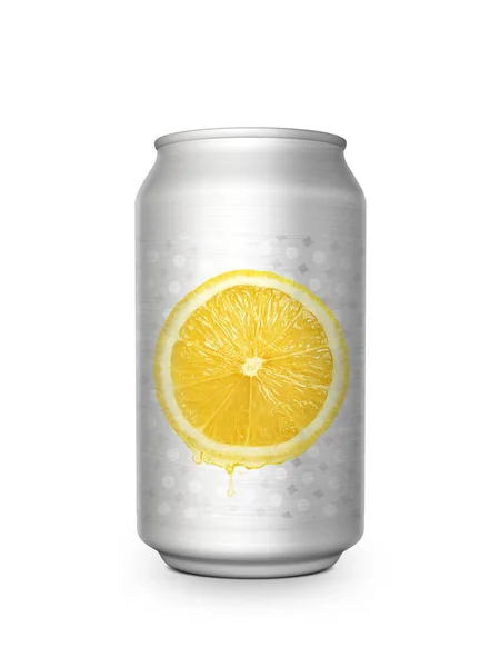 Fresh Lemon Soft Drink Aluminum Can White Background Design —  Fotos de Stock