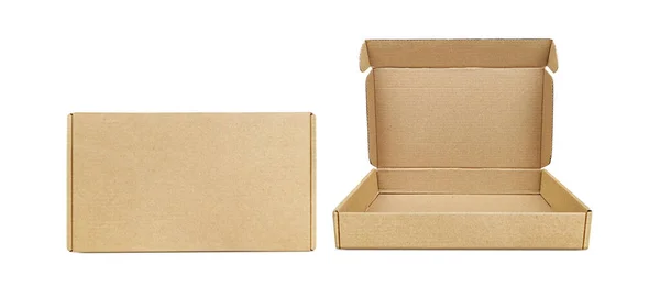 Brown Cardboard Box White Background — Stock Photo, Image