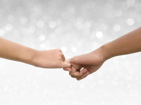 Image Couple Holding Hands Shining Bokeh Background — Photo