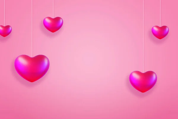 Happy Valentines Day Greeting Background Pink Hearts Render — ストック写真