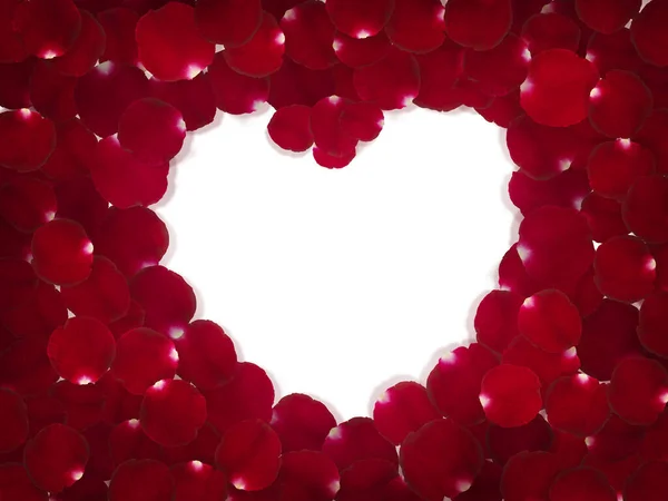 Coração Pétalas Rosa Vermelha Isolado Fundo Branco — Fotografia de Stock