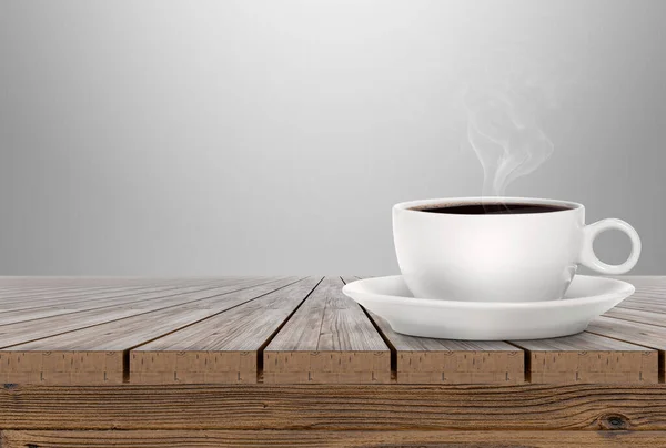 Warme Koffie Cup Houten Tafel — Stockfoto
