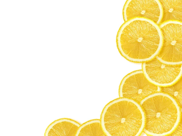 Lemon Slices Isolated White Background Copy Space Your Text Flat — Fotografia de Stock