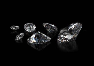 Luxury diamonds on black background. 3d render