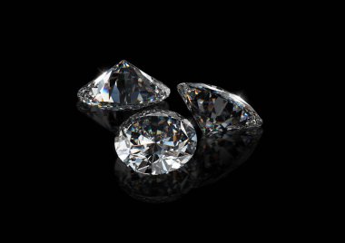 Luxury diamonds on black background. 3d render