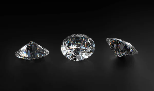 Розкішні Діаманти Чорному Тлі Візуалізація — стокове фото