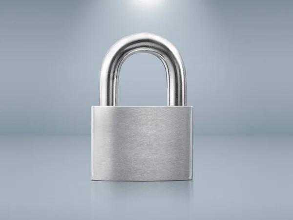 padlock on gray background with spotline shine