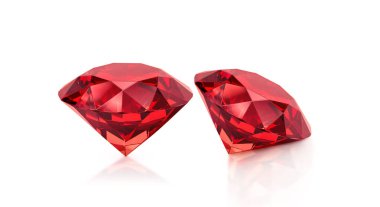 Red dazzling diamond on white background. 3d render