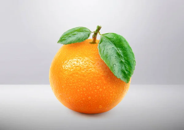Perfect Fresh Orange Fruit Green Leaf Room Studio Advertising — Foto de Stock