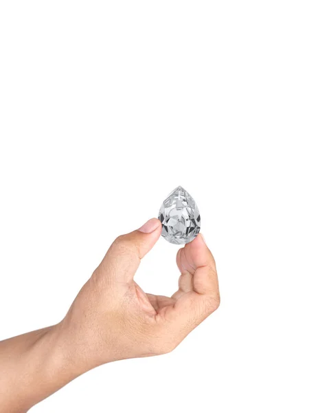 Hand Hält Diamant Isoliert Auf Weißem Hintergrund — Stockfoto
