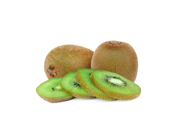 Skiva Kiwi Frukt Isolerad Vit Bakgrund — Stockfoto