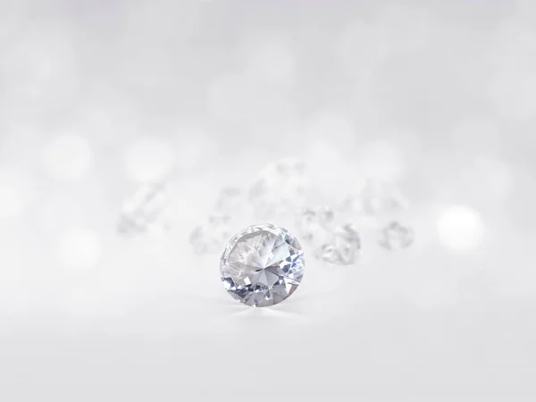 Ainda Com Diamantes Cortados Caros Frente Fundo Branco Reflexões Chão — Fotografia de Stock