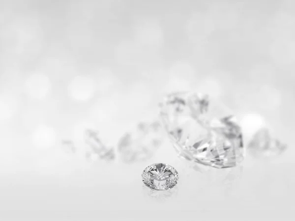 Still Expensive Cut Diamonds Front White Background Reflecting Ground Lots — Fotografia de Stock