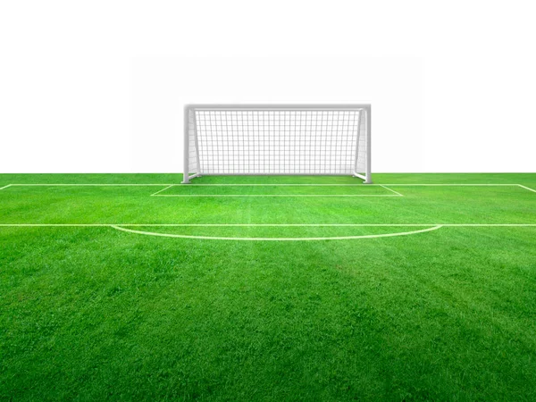 Green Field Soccer Stadium Ready Game Penalty — Stockfoto
