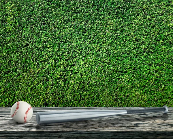 Baseball Bat Ball Wooden Table Top — Stockfoto