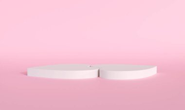 White heart shaped on a pink background. 3D render