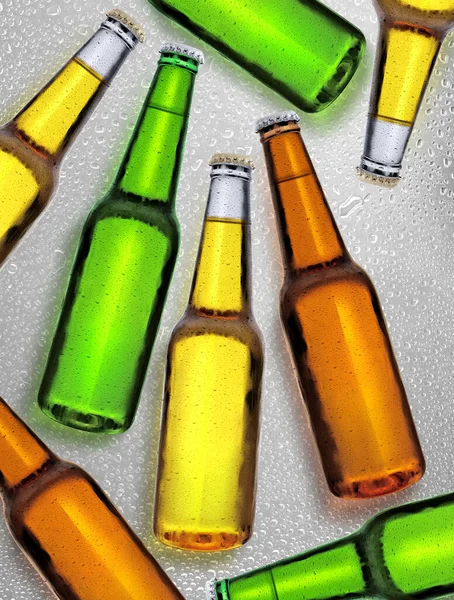 Beer Bottle Water Drops Water Drops Background — Fotografia de Stock