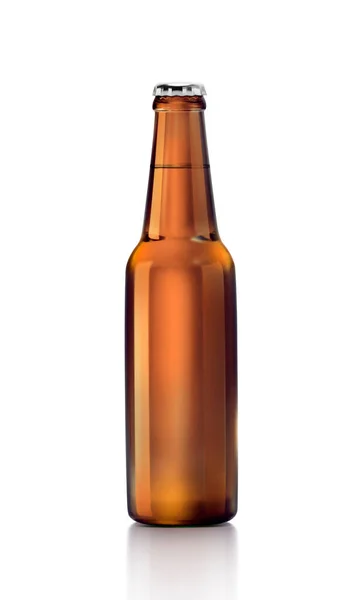 Brown Beer Bottle White Background Render — Photo