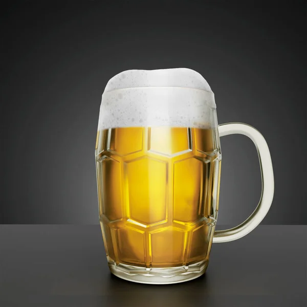 Glass Beer Grey Background Render — Stock Fotó
