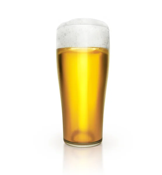 Glass Beer White Background Render — Stock fotografie