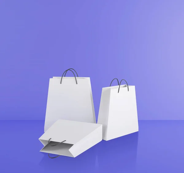 Paper Shopping Bag Purple Background Shopping Sale Delivery Concept — Stock Photo, Image