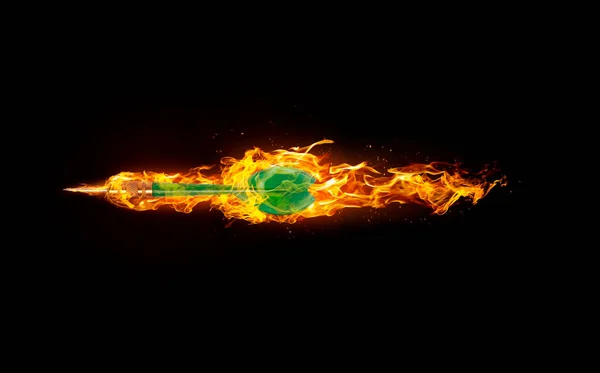 Darts Fire Black Background Render — Foto Stock