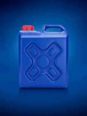 Blank packaging blue plastic gallon on blue background. 3d render