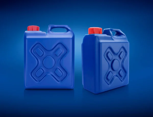 Blank packaging blue plastic gallon on blue background. 3d render