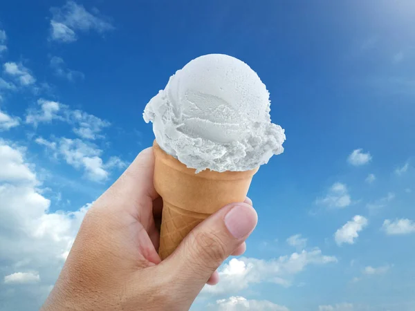 Ice Cream Cone Rising Hot Summer Sky — Φωτογραφία Αρχείου