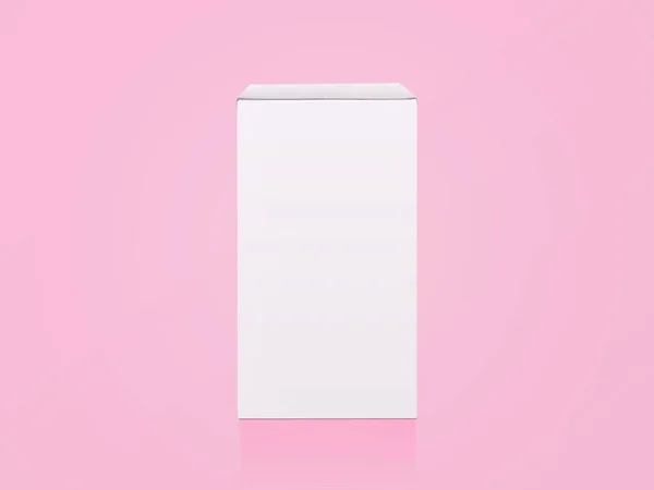 Blank Packaging White Cardboard Box Isolated Pink Background Ready Packaging — Stock Photo, Image