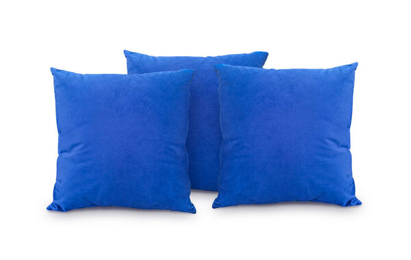 Blue pillow on a white background