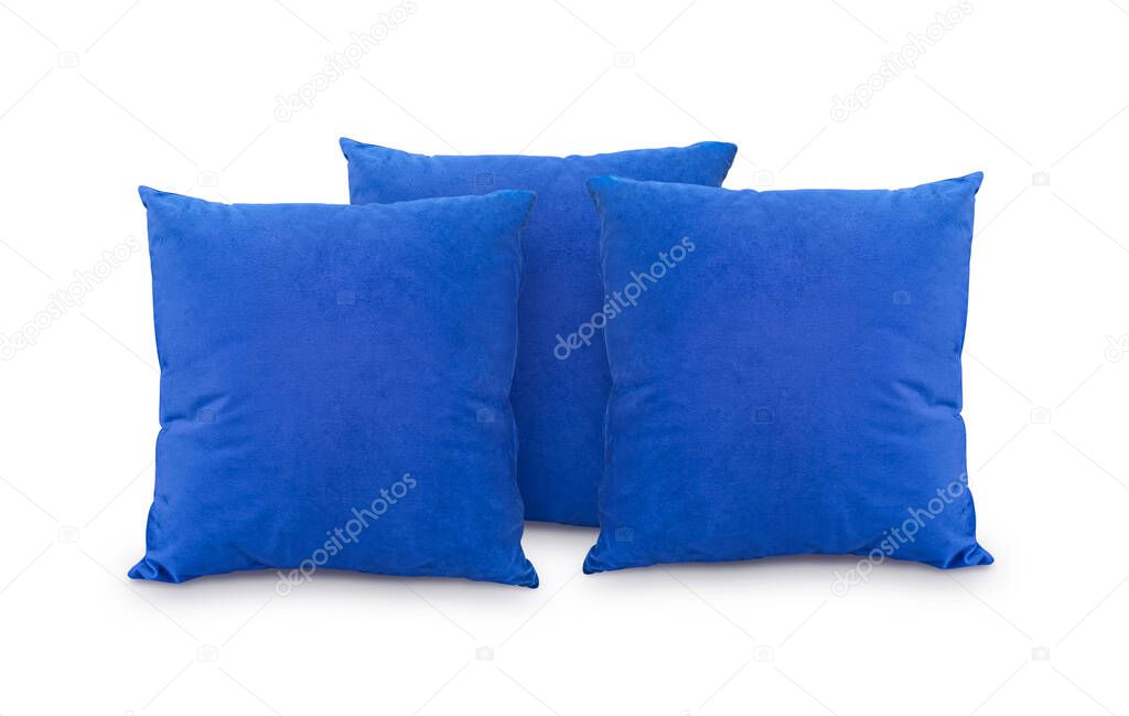 Blue pillow on a white background