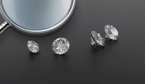 Gemme Controllo Diamante Diamanti Lucidati Carati Dimensioni Diamante Commercio Commercio — Foto Stock