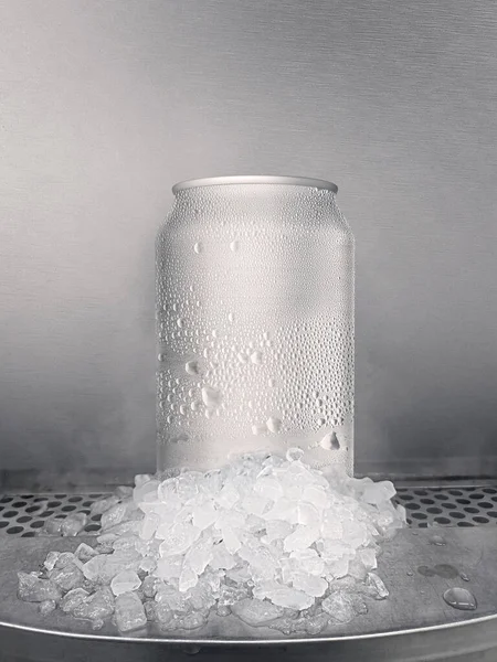 Latas Alumínio Com Cubos Gelo Lojas Conveniência — Fotografia de Stock