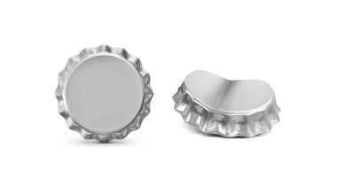 Beyaz arka planda bira kapakları. 3d hazırlayıcı