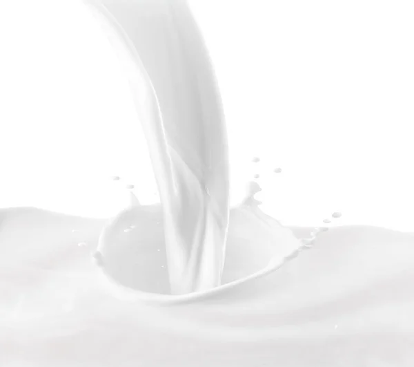 Splashing Milk White Background — Stock Photo, Image