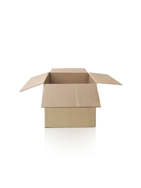 Caja Cartón Abierta Sobre Fondo Blanco Para Diseño —  Fotos de Stock